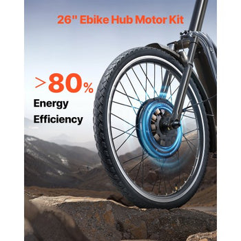 1000W Electric Bike Conversion Kit, 48V 420rpm 26" Front Wheel E-Bike Hub Motor Kit with Upgraded Speed Controller, Throttle Grip Kit, LCD Display, and PAS System for Road Bike