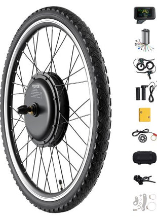 1000W Electric Bike Conversion Kit, 48V 420rpm 26" Front Wheel E-Bike Hub Motor Kit with Upgraded Speed Controller, Throttle Grip Kit, LCD Display, and PAS System for Road Bike