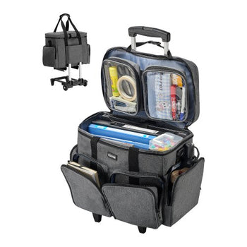 Rolling Laptop Bag, Fits Up to 15.6 Inch Laptop, Wheeled Briefcase, Teacher Roller Computer Tote Bag with Detachable Trolley & Telescopic Handle, Laptop Case for Work Travel, Women & Men (Gray)