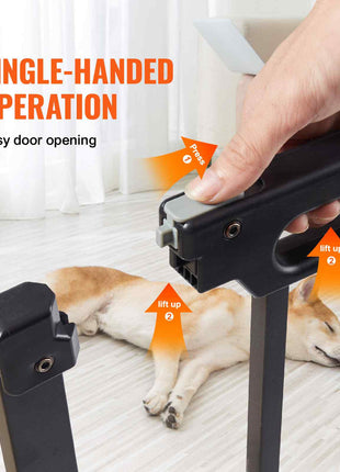 Baby Gate, 29.5"-46.4" Extra Wide, 30" High, Dog Gate for Stairs Doorways and House, Easy Step Walk Thru Auto Close Child Gate Pet Security Gate with Pressure Mount Kit and Wall Mount Kit, Black
