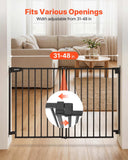 Baby Gate for Stairs, 31-48 in Adjustable Width, 36 in High Dog Gate, No Bottom Bar, One-Handed Operation, Easy Drilling Installation with Hardware Kit, for Stairs, Doorways, and House, Black