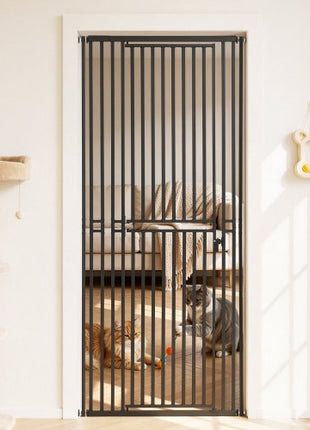 Extra Tall Pet Gate for Cats, 28-34 in Adjustable Width, 78.7 in High Dog Gate, with Pressure Mount Kit and Wall Mount Kit, 1.2 in Narrow Bar Spacing, for Stairs, Doorways, and House, Black