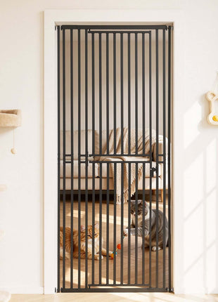 Extra Tall Pet Gate for Cats, 28-34 in Adjustable Width, 78.7 in High Dog Gate, with Pressure Mount Kit and Wall Mount Kit, 1.2 in Narrow Bar Spacing, for Stairs, Doorways, and House, Black