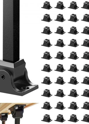 Aluminum Alloy Baluster Shoes Square Balusters Baluster Wrought Spindles for Staircase Slant Shoes with Screw Holes for  1/2 Inch Staircase Balusters, Black (50 Pcs)(Screws Sold Separately)