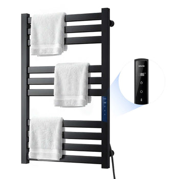 Heated Towel Warmer Rack for Bathroom Electric Wall Mounted 10 Bars, Aluminum Alloy Towel Warmer, Overheat Protection, with Touch Screen, 1-24H Timer, 32 to 131°F Adjustable, IPX4 Waterproof
