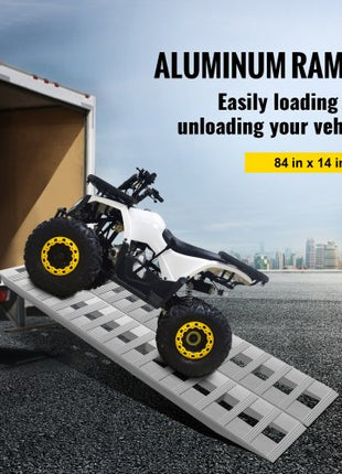 84x14 Inch Aluminum Ramps 6000LBS Capacity Car Trailer Truck ATV Ramps 1 Pair 2 Ramps