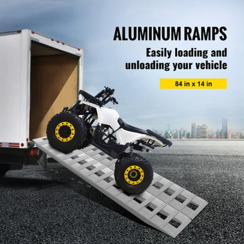 84x14 Inch Aluminum Ramps 6000LBS Capacity Car Trailer Truck ATV Ramps 1 Pair 2 Ramps