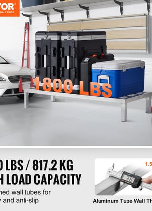 Aluminum Dunnage Rack, 48 x 20 Commercial Food Floor Rack, 8 Off the Floor, 1800 lbs Capacity All-Welded Aluminum Storage Rack, for Storage in Restaurants, Kitchens, Garages and Vehicles