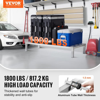 Aluminum Dunnage Rack, 48 x 20 Commercial Food Floor Rack, 8 Off the Floor, 1800 lbs Capacity All-Welded Aluminum Storage Rack, for Storage in Restaurants, Kitchens, Garages and Vehicles
