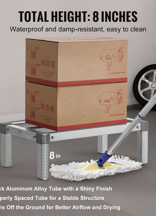 Aluminum Dunnage Rack, 24” x 14” Commercial Food Floor Rack, 8” Off the Floor, 1000 lbs Capacity Adjustable Aluminum Storage Rack, for Storage in Restaurants, Kitchens, Garages and Vehicles