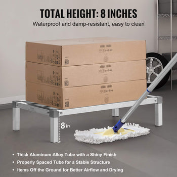Aluminum Dunnage Rack, 36” x 20” Commercial Food Floor Rack, 8” Off the Floor, 1000 lbs Capacity All-Welded Aluminum Storage Rack, for Storage in Restaurants, Kitchens, Garages and Vehicles