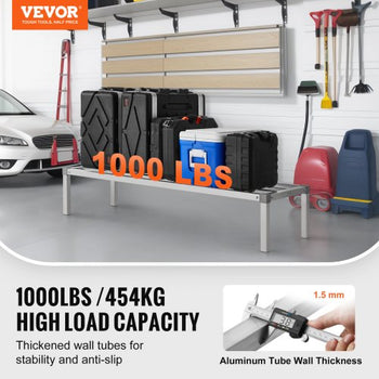 Aluminum Dunnage Rack, 60 x 20 Commercial Food Floor Rack, 12 Off the Floor, 1000 lbs Capacity All-Welded Aluminum Storage Rack, for Storage in Restaurants, Kitchens, Garages and Vehicles