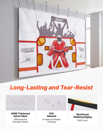 Hockey Shooting Tarp, Shooter Tutor Ice Hockey Goal Practice Target, Tear-proof Premium Net with 7 Holes, Easy Set Up Hockey Net Replacement, Training Equipment for Practicing Shooting Accuracy