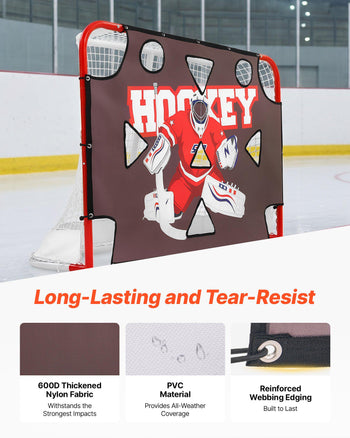 Street Hockey Goalie Shooting Target, Shooter Tutor Ice Hockey Goal Practice Target, Tear-proof Premium Net with 11 Hole, Easy Attach Targets, Training Equipment for Practicing Shooting Accuracy