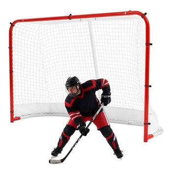 Street Hockey Goal, Heavy-Duty Steel Street + Roller Hockey Nets, Durable Hockey Net for Indoor Outdoor Use, Lightweight Portable Training, Easy Assembly for Backyard Park Garage, 72 x 48 in