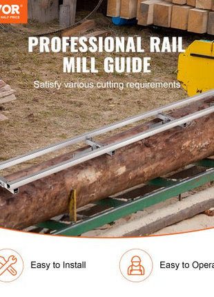 Rail Mill Guide System, 9 ft Milling Guide, 4 Crossbar Kits Chainsaw Mill Rail Guide, Aluminum Adjustable Saw Mill Rail System Work with Chainsaw Mills for Builders and Woodworkers