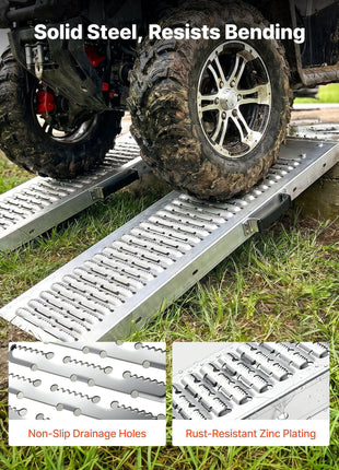 Trailer Ramps, 2PCS 39 x 9 in, Heavy-Duty Steel ATV Ramp Set with Anti-Slip Plates, 1200LBS Combined Capacity Loading Ramps for Motorcycles, Lawn Mowers, Farm Tractors, Carts