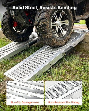 Trailer Ramps, 2PCS 39 x 9 in, Heavy-Duty Steel ATV Ramp Set with Anti-Slip Plates, 1200LBS Combined Capacity Loading Ramps for Motorcycles, Lawn Mowers, Farm Tractors, Carts