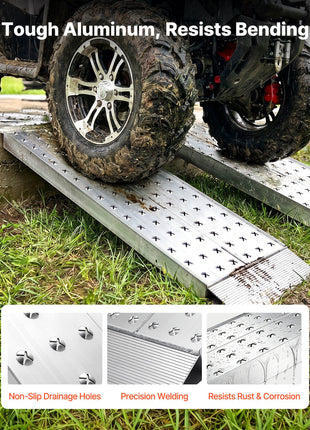 Aluminum Trailer Ramps, 2PCS 39 x 12 in, Heavy-Duty ATV Ramp Set with Anti-Slip Plates, 3000LBS Combined Capacity Loading Ramps for Motorcycles, Lawn Mowers, Farm Tractors, Carts