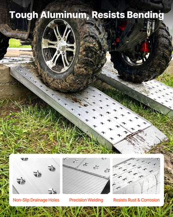 Aluminum Trailer Ramps, 2PCS 39 x 12 in, Heavy-Duty ATV Ramp Set with Anti-Slip Plates, 3000LBS Combined Capacity Loading Ramps for Motorcycles, Lawn Mowers, Farm Tractors, Carts