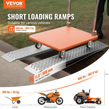 Portable Loading Ramps, 2 Pcs 47.2 x 8.5 in, Durable Aluminum Shed Ramp Set with Anti-Slip Holes, Compact Design and Easy Storage, 880 Lbs Weight Capacity, for ATV, Tractors, Lawn Mowers, Carts