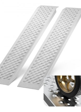 Portable Loading Ramps, 2 Pcs 47.2 x 8.5 in, Durable Aluminum Shed Ramp Set with Anti-Slip Holes, Compact Design and Easy Storage, 880 Lbs Weight Capacity, for ATV, Tractors, Lawn Mowers, Carts