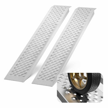 Portable Loading Ramps, 2 Pcs 47.2 x 8.5 in, Durable Aluminum Shed Ramp Set with Anti-Slip Holes, Compact Design and Easy Storage, 880 Lbs Weight Capacity, for ATV, Tractors, Lawn Mowers, Carts