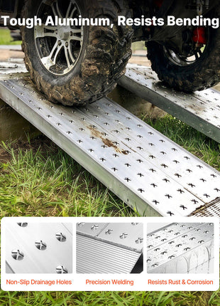 Aluminum Trailer Ramps, 2PCS 55 x 12 in, Heavy-Duty ATV Ramp Set with Anti-Slip Plates, 3000LBS Combined Capacity Loading Ramps for Motorcycles, Lawn Mowers, Farm Tractors, Carts