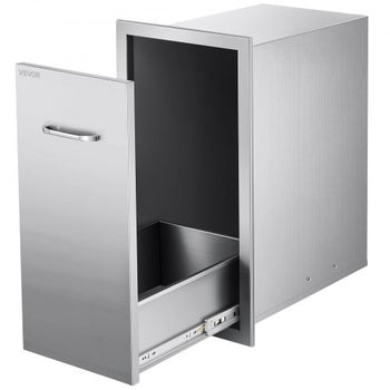 Outdoor Kitchen Trash Drawer, 13.54"W x 19.61"D x 25.79"H Interior Storage, Multi-Purpose Outdoor Kitchen Drawers Stainless Steel, 55 lbs Max Capacity per Tier, for Outdoors BBQ Island Kitchens