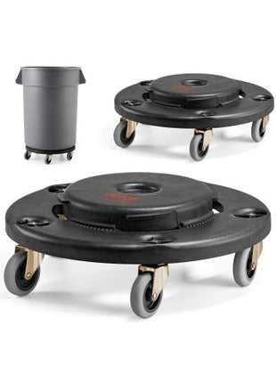 Trash Can Dolly, Fit 20, 32, 44, 55 Gallon Containers, 2 Packs Round Trash Can Roller Base with 4 Lockable Wheels, 500lbs Heavy Duty Barrel Dolly, Multi-Functional Rolling Dolly Cart