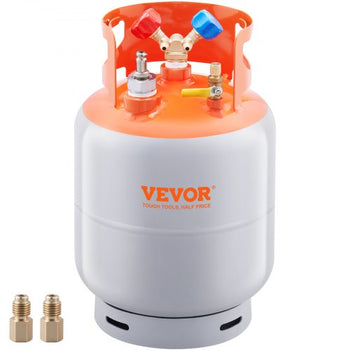 Refrigerant Recovery Tank with Float Switch - 30 lb. Capacity ac Recovery Tank with ¼ to ½ Adaptor, Reusable Recovery Tank HVAC for All Refrigerant, Prevent Overflow, with Trace Amount of N?