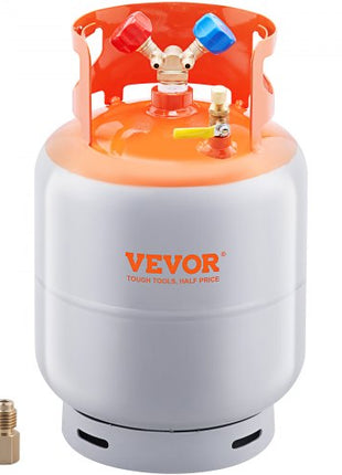Refrigerant Recovery Tank, 50 LBS Capacity, 400 psi Portable Cylinder Tank with Y-Valve for Liquid/Vapor, High-sealing Recovery Can for R22/R134A/R410A, Orange+Gray
