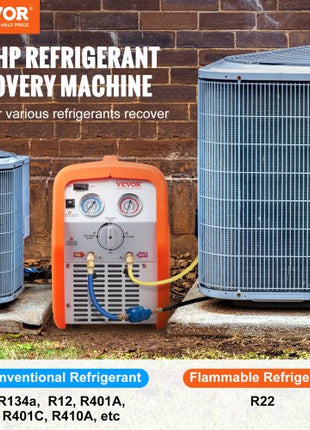 3/4 HP Refrigerant Recovery Machine - Portable AC Recovery Machine with High Pressure Protection, 120V 60Hz Refrigerant Recycle Machine HVAC for Car Air Conditioning, Vapor Liquid Refrigerant