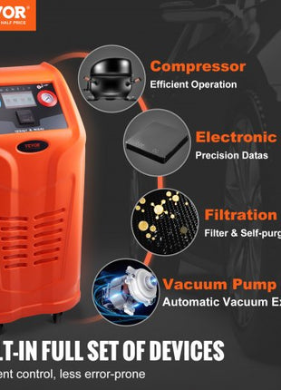 Fully Automatic Refrigerant Recovery Machine for R134A+R1234YF - AC Recovery Machine Kit Built in Electronic Scale/Compressor/Recovery Tank, Recovery Machine HVAC Dual Cylinder