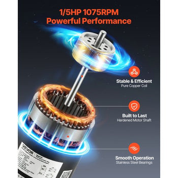 Condenser Fan Motor with Capacitor, 1/5HP 1075/900RPM 208-230V, Replaces 12Y75, 97M49, 100483-02, 43W49, Compatible with Lennox Interlink Emerson K48HXGCK-4210 K48HXGFG-4294 YFK-150-6