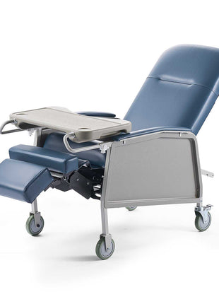 Geri Chair Recliner, 3-Position Reclining Geri Chair, Movable Medical Recliner Chairs with 4 Wheels, Soft Padded Seat & Detachable Tray, Ideal for Hospital, Nursing Home, and Geriatric Home Care