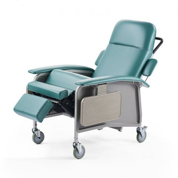 Geri Chair Recliner, 4-Position Reclining Geri Chair, Trendelenburg Medical Recliner Chair with 4 Wheels, Soft Padded Seat & 2 Trays for Hospital, Nursing Home, Geriatric Home Care