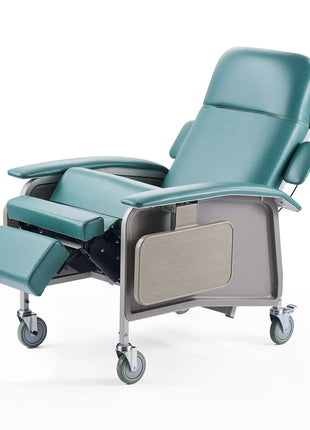 Geri Chair Recliner, 4-Position Reclining Geri Chair, Trendelenburg Medical Recliner Chair with 4 Wheels, Soft Padded Seat & 2 Trays for Hospital, Nursing Home, Geriatric Home Care