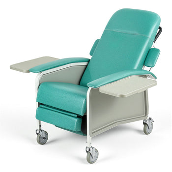 4-Position Geri Reclining Chair 500LBS Capacity Geri Chair Recliner, 4-Wheel Medical Recliner Chairs with Trendelenburg, Soft Padded Seat & Trays for Hospitals, Clinics, Geriatric Home Care
