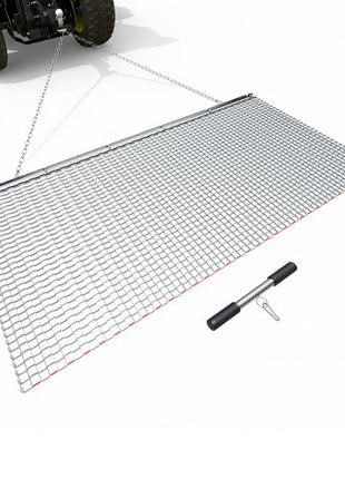 Drag Harrow, 6 x 3 ft, High-Efficiency Chain Harrow Rake, ATVs UTVs Tractors Attachments, Durable Galvanized Steel Mesh Drag Mat with Towing Chain, for Gravel Driveway Ruts Farm Field Leveling