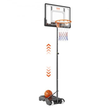 Basketball Hoop, 5-7 ft Adjustable Height Portable Backboard System, 32 inch Basketball Hoop & Goal, Kids & Adults Basketball Set with Wheels, Stand, and Fillable Base, for Outdoor/Indoor