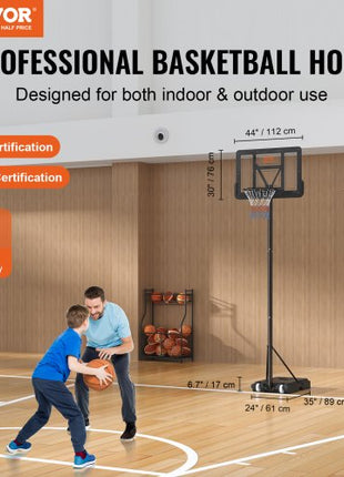 Basketball Hoop, 4-10 ft Adjustable Height Portable Backboard System, 44 inch Basketball Hoop & Goal, Kids & Adults Basketball Set with Wheels, Stand, and Fillable Base, for Outdoor/Indoor