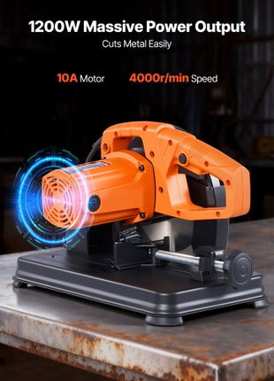 Chop Saw, 7-1/4 in Stainless Steel Cold Cut Blade, 1200 W Motor, 4000 r/min Speed, 0-45° Adjustable Cutting Angle, Metal Cutting Chop Saw for Metal Square and Flat Tubes, I-Shaped Steels