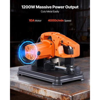 Chop Saw, 7-1/4 in Stainless Steel Cold Cut Blade, 1200 W Motor, 4000 r/min Speed, 0-45° Adjustable Cutting Angle, Metal Cutting Chop Saw for Metal Square and Flat Tubes, I-Shaped Steels