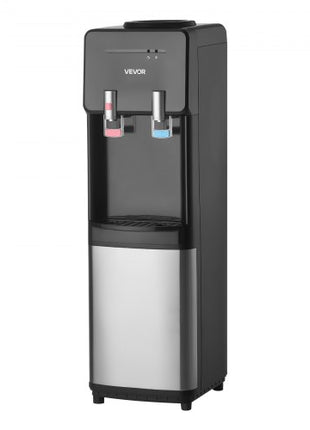 Top Loading Water Cooler Dispenser, Hot and Cold Water Dispenser for 3 or 5 Gallons Bottles, Sturdy Stainless Steel and Child Security Lock, Ideal for Homes, Kitchens, Offices, Dorms, Black