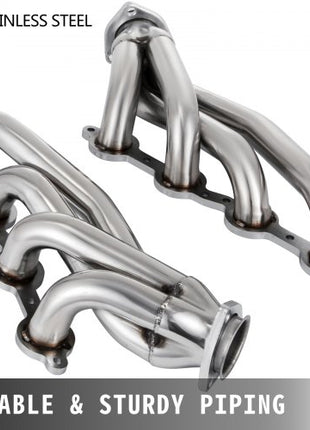 Exhaust Header Set 1 3/4" Exhaust Turbo Headers, Stainless Steel Exhaust Manifold Headers, Shorty Engine Conversion LS Swap Exhaust Headers for Chevy LS1 LS2 LS3 LS6 LS10 SUV/Truck Car