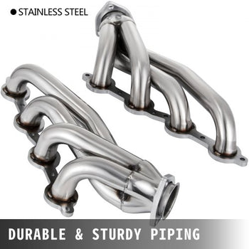 Exhaust Header Set 1 3/4" Exhaust Turbo Headers, Stainless Steel Exhaust Manifold Headers, Shorty Engine Conversion LS Swap Exhaust Headers for Chevy LS1 LS2 LS3 LS6 LS10 SUV/Truck Car