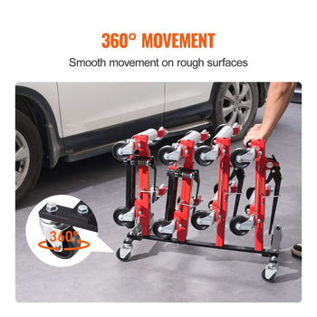 Car Dolly Rack, Storage Rack with 360° Rotatable Wheels, Hydraulic Ratchet Trolley Jack Stand Organizer, Jack Stands Holder Storage Rack, 4-Dolly Capacity, Compatible with Most Dollies