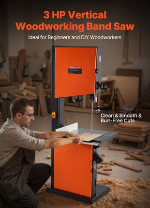 Woodworking Bandsaw, 18-Inch, Band Saw with 2240W 3HP Motor, 16-Inch Maximum Cutting Height, 27.2 x 20 in Cast Iron Table, with 360° Work Light, Miter Gauge, Fence, Band Saw for Woodworking