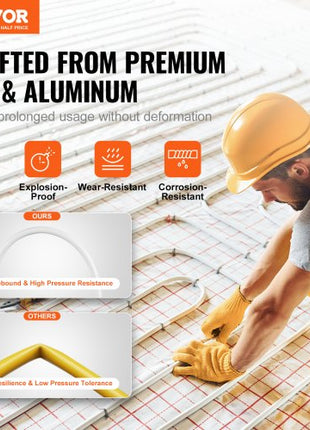 PEX-AL-PEX Tube, 328ft, 5/8'' Diameter Aluminum-Plastic Composite Pipe Oxygen Barrier Radiant Floor PEX Pipe, 0.08'' Thickness Radiant Heat Floor Plumbing Inner Aluminum Layer PEX Tubing Pipe